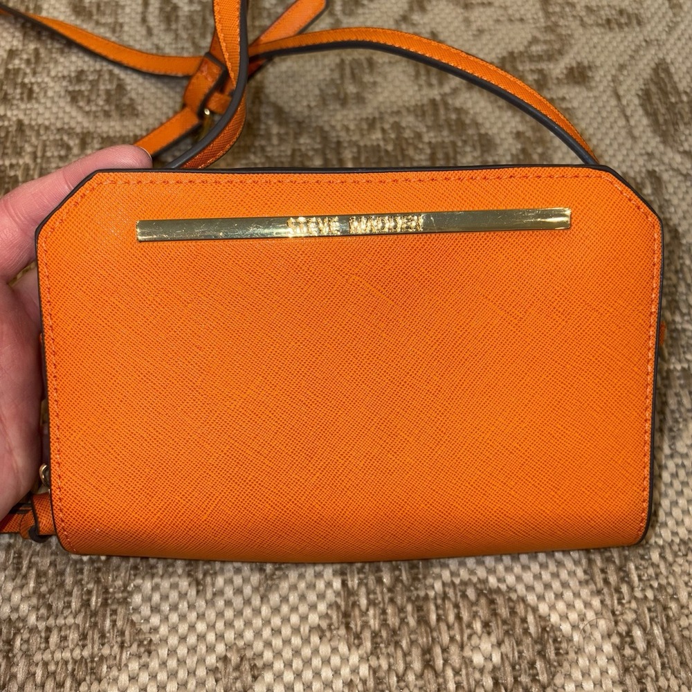 Steve Madden Orange Bag Crossbody Purse Zip Closure
